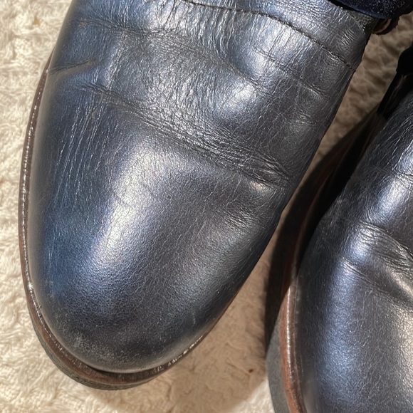 Casta Navy Blue Suede/Leather Velvet Lace Up Side ZipperTextured Rubber Sole - Picture 10 of 11